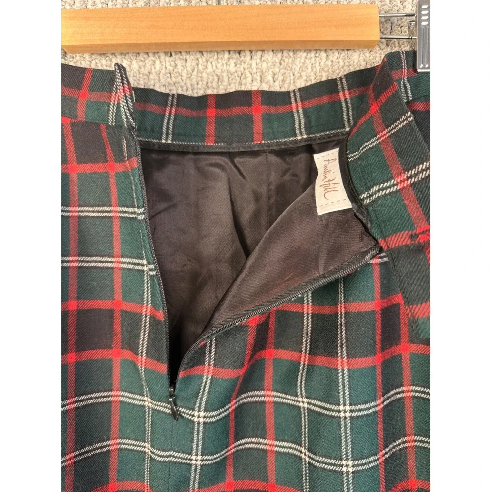 VTG 90s Austin Hill Plaid Wool Skirt Women 10 Tartan Pleated Maxi Academia Prep
